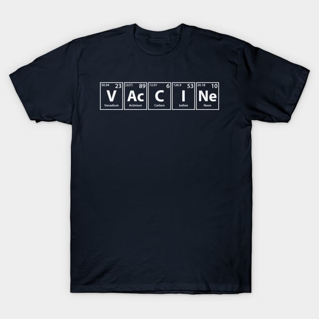 Vaccine (V-Ac-C-I-Ne) Periodic Elements Spelling T-Shirt by cerebrands